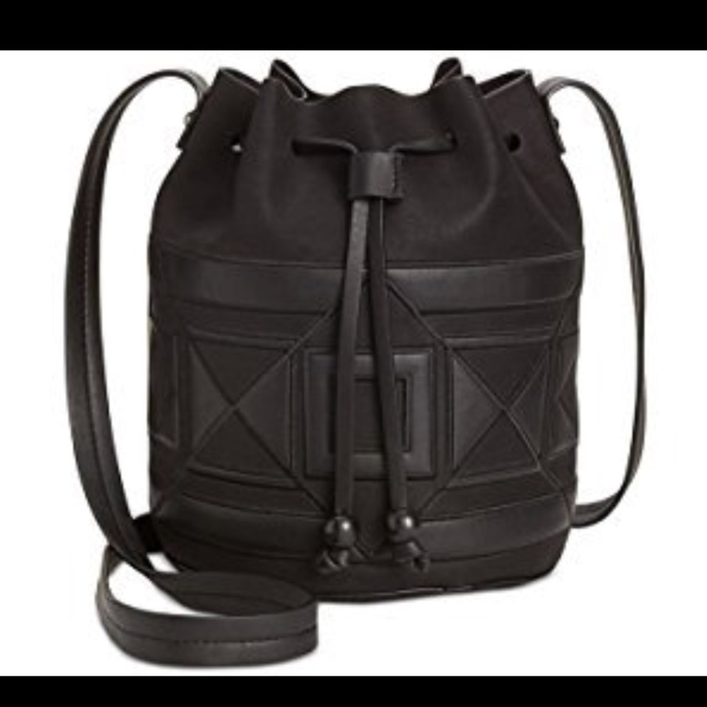 INC four corners black bucket bag NWTS